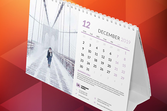 Desk Calendar 2019 in Stationery Templates - product preview 1
