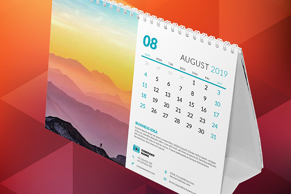 Desk Calendar 2019 in Stationery Templates - product preview 4