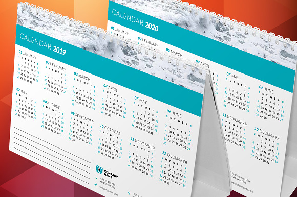 Desk Calendar 2019 in Stationery Templates - product preview 6