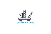 Offshore oil industry linear icon concept. Offshore oil industry line vector sign, symbol, illustration.