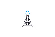 Oil derrick linear icon concept. Oil derrick line vector sign, symbol, illustration.