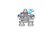 Oil platform linear icon concept. Oil platform line vector sign, symbol, illustration.