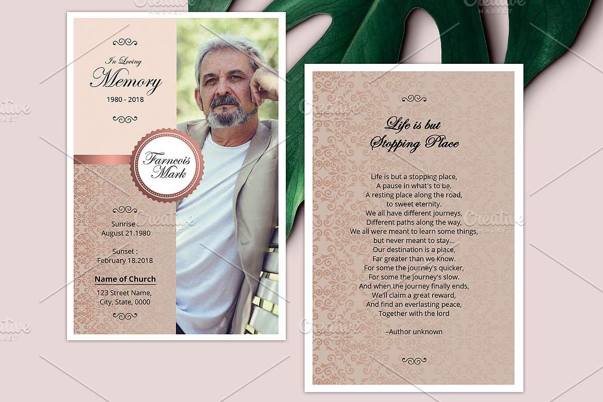 Funeral Prayer Card - V05 in Card Templates - product preview 8