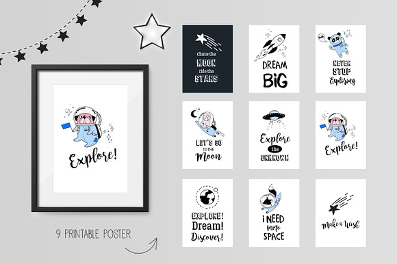 Cute Space animals characters set in Illustrations - product preview 2