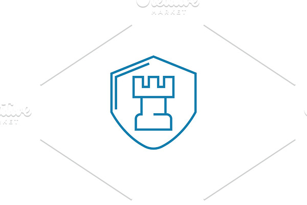 Protection systems development linear icon concept. Protection systems development line vector sign, symbol, illustration.