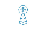 Radio base station linear icon concept. Radio base station line vector sign, symbol, illustration.