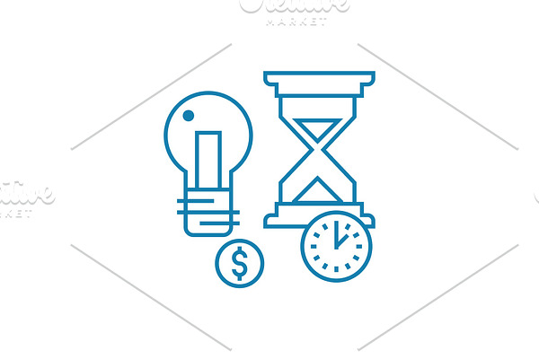 Terms of project implementation linear icon concept. Terms of project implementation line vector sign, symbol, illustration.