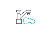 Washing dishes linear icon concept. Washing dishes line vector sign, symbol, illustration.