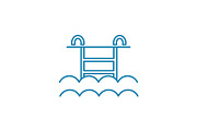 Water pool linear icon concept. Water pool line vector sign, symbol, illustration.