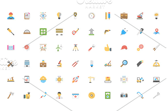 100 Engineering Flat Vector Icons  in Graphics - product preview 1