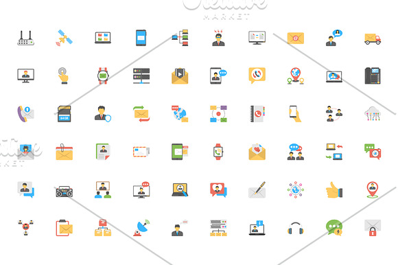 100 Social Networking Flat Icons in Graphics - product preview 1