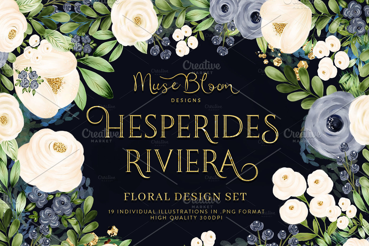 Hesperides Riviera Floral Clipart in Illustrations - product preview 8