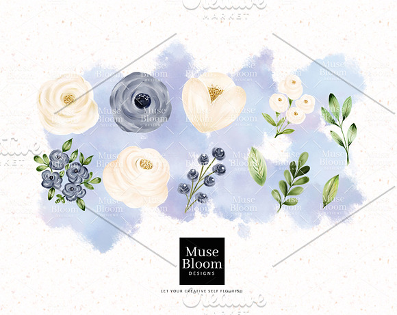 Hesperides Riviera Floral Clipart in Illustrations - product preview 1