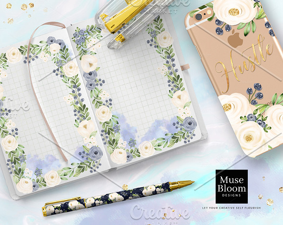 Hesperides Riviera Floral Clipart in Illustrations - product preview 4