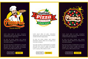 Pizzeria and Chef with Plate Vector Illustration