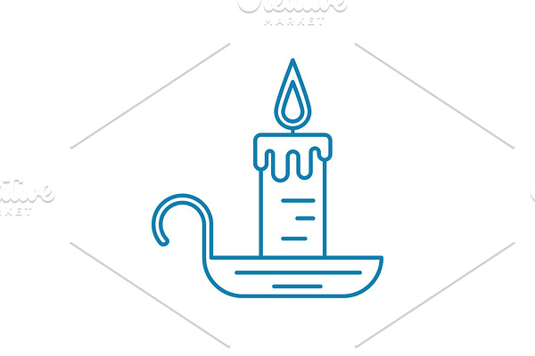 Candle with candlestick linear icon concept. Candle with candlestick line vector sign, symbol, illustration.