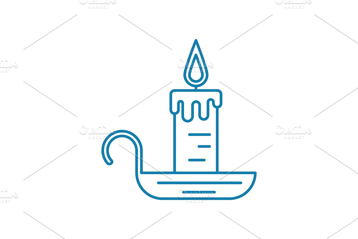 Candle with candlestick linear icon concept. Candle with candlestick line vector sign, symbol, illustration. in Illustrations - product preview 8