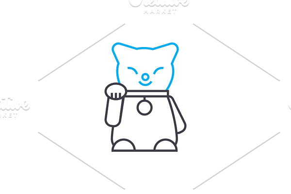 Cat statuette linear icon concept. Cat statuette line vector sign, symbol, illustration.