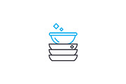 Clean dishes linear icon concept. Clean dishes line vector sign, symbol, illustration.