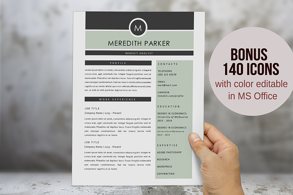 Elegant 3 in 1 Word resume 2 pages in Resume Templates - product preview 3
