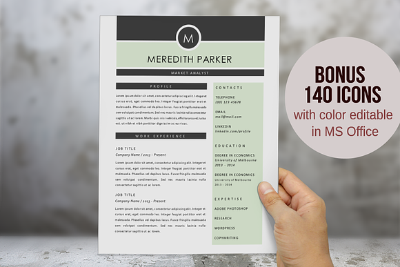 Elegant 3 in 1 Word resume 2 pages in Resume Templates - product preview 3