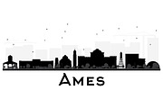 Ames Iowa skyline black and white 