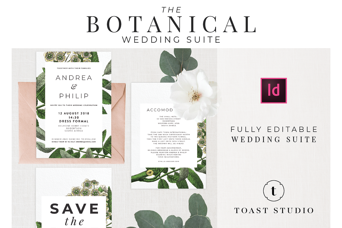 BOTANICAL WEDDING SUITE in Stationery Templates - product preview 8