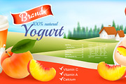 Fruit yogurt with peach advert conce
