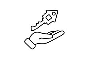 Web line icon. Key in hand black