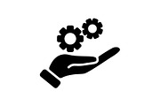 Web icon. Gears (mechanism) in hand 