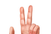 Human hand showing victory sign