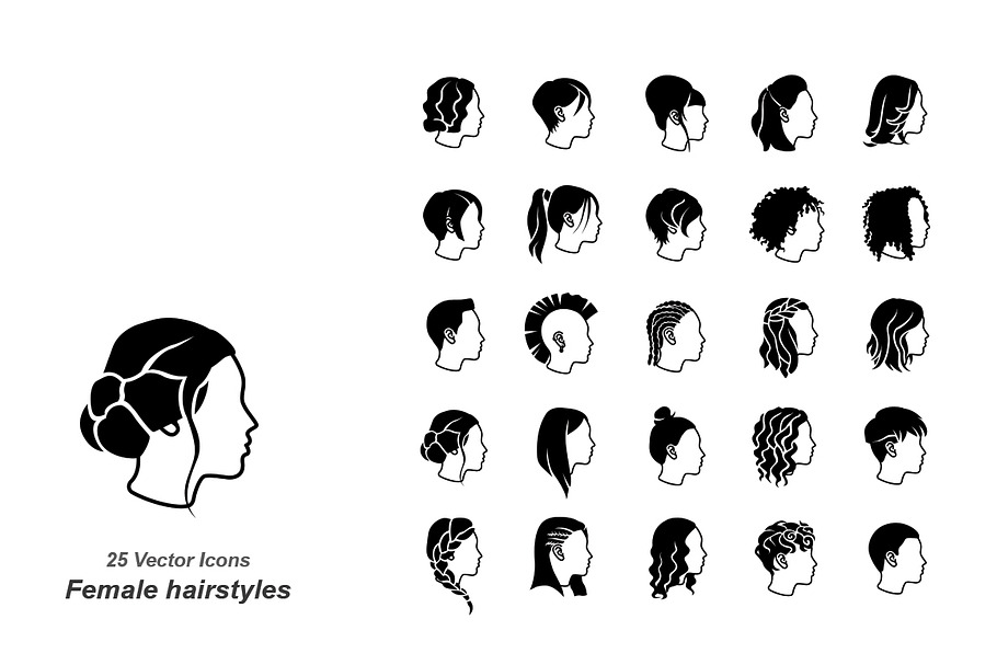 Female hairstyles vector icons in Graphics - product preview 8