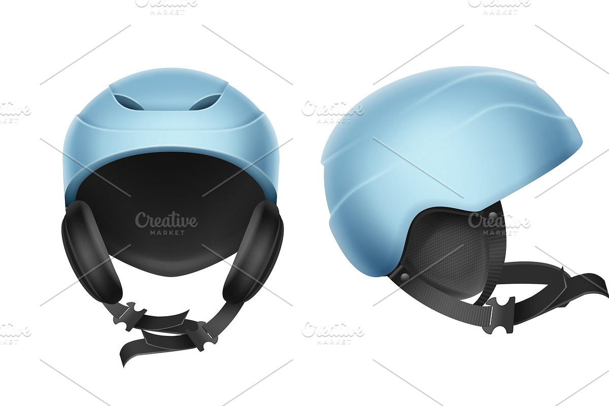 Blue protective helmet for skiing in Illustrations - product preview 8