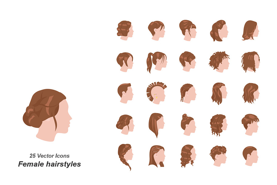 Female hairstyles vector icons