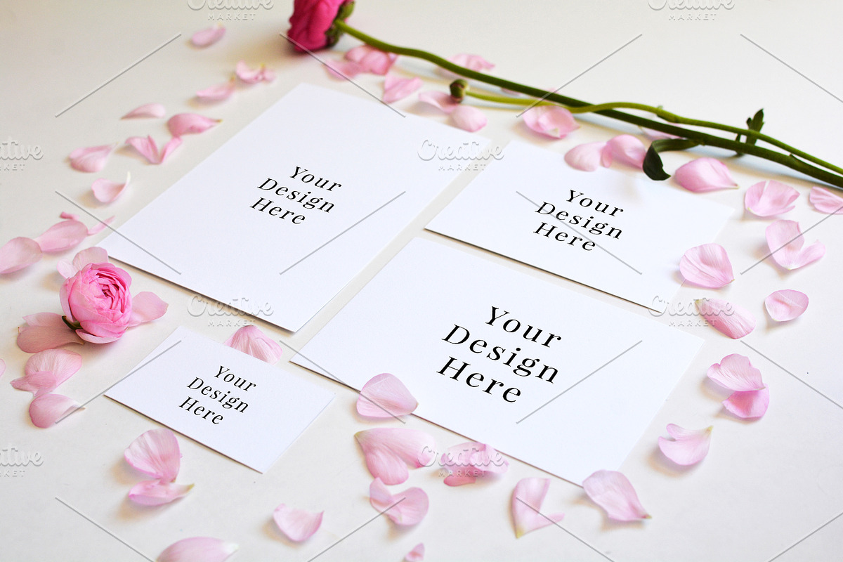 Angled Wedding Stationary Mockup in Print Mockups - product preview 8