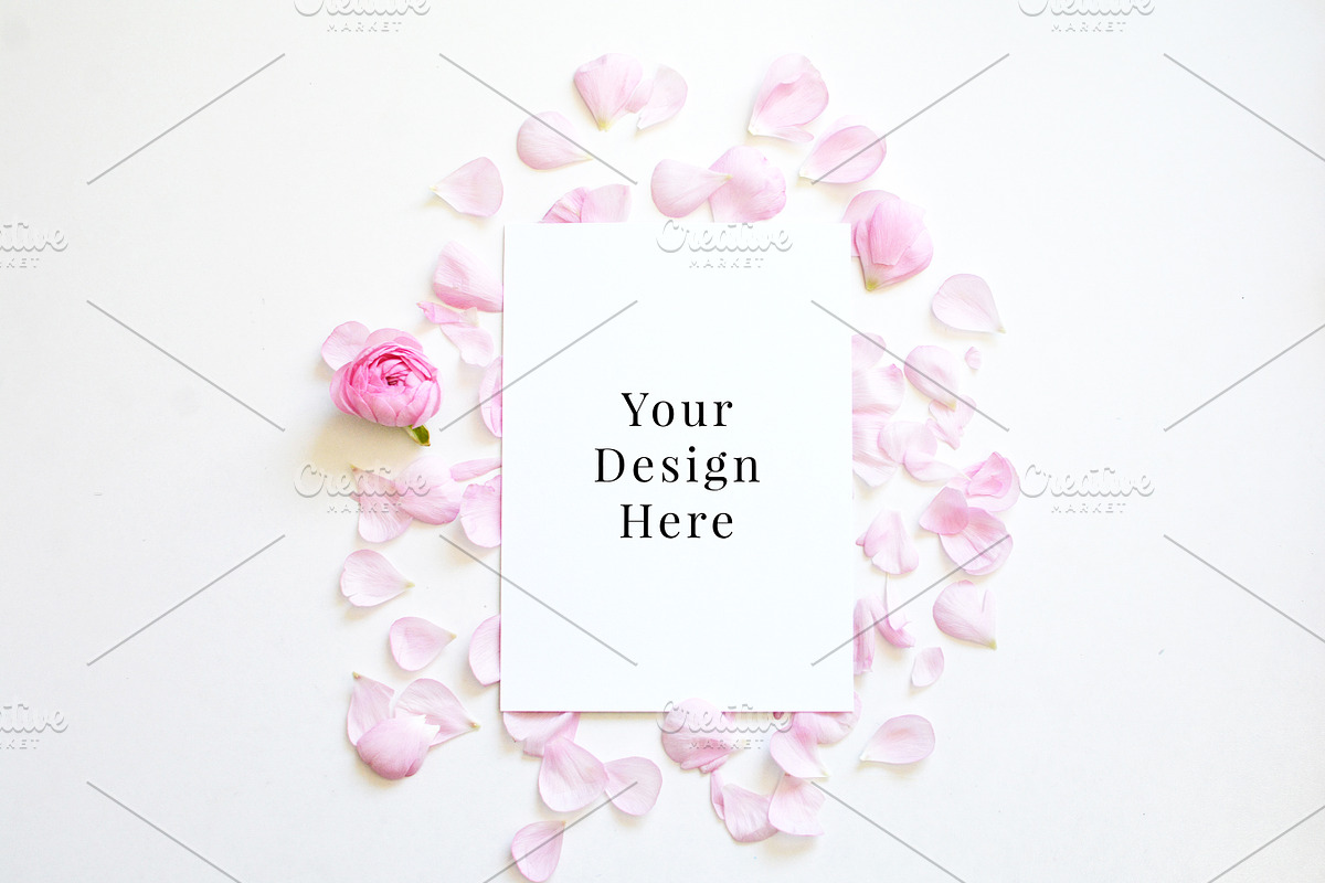 Pink Petal Stationary Mockup in Print Mockups - product preview 8