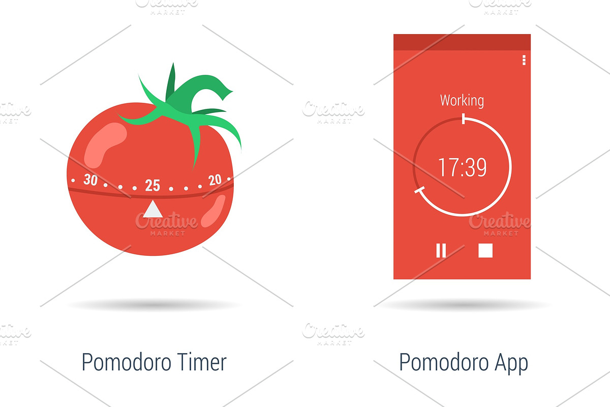 Concept of pomodoro timer and app in Objects - product preview 8