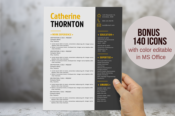 Bold 2 in 1 Word resume template pkg in Resume Templates - product preview 3