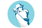 Golfer Tee Off Golf Stencil