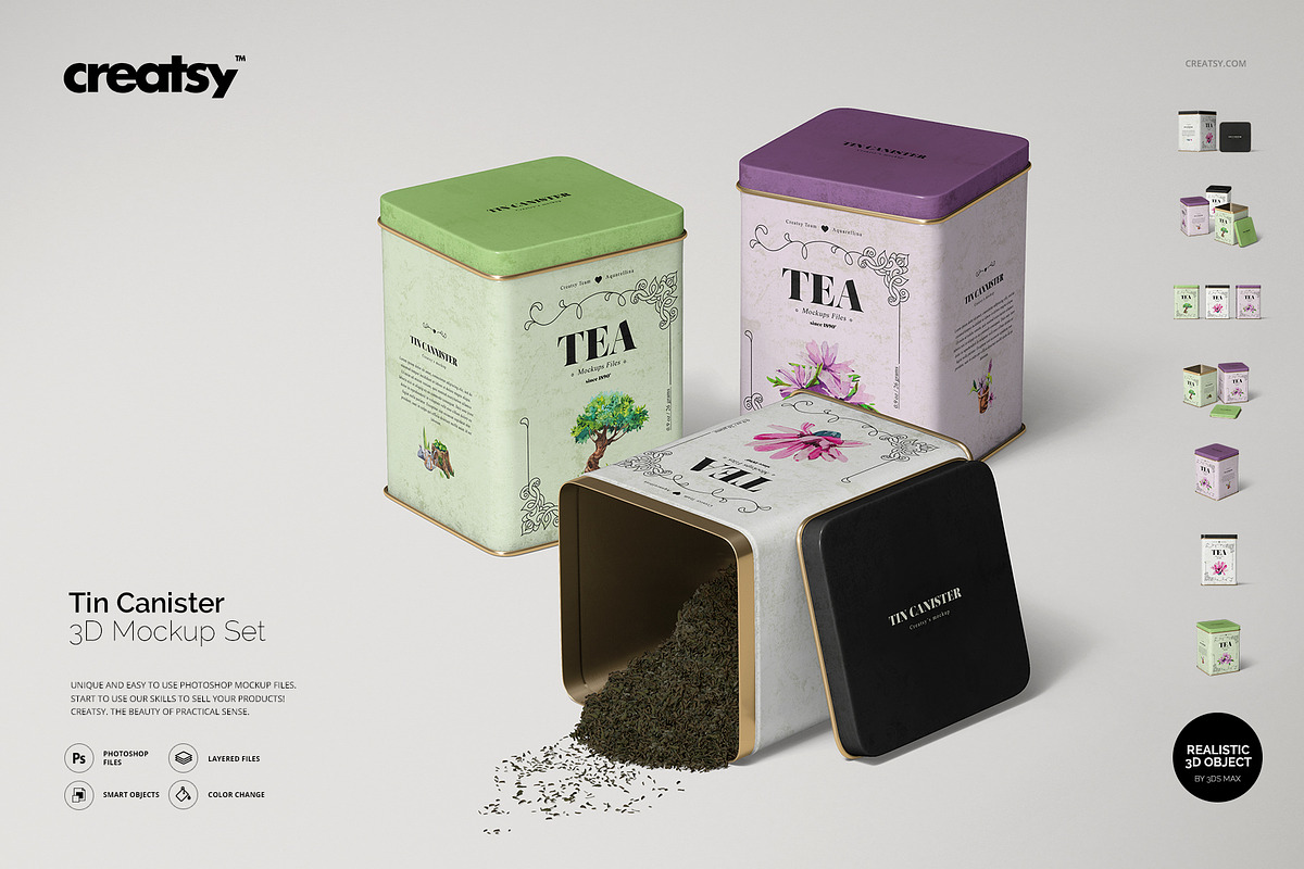Tin Canister Mockup Set in Product Mockups - product preview 8