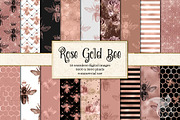 Rose Gold Bee Digital Paper