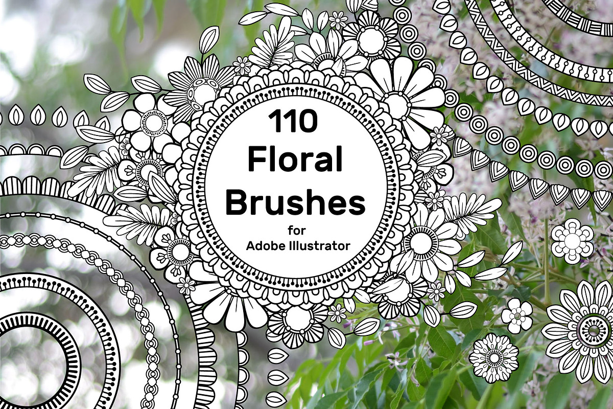 110 Floral Brushes for Illustrator in Photoshop Brushes - product preview 8