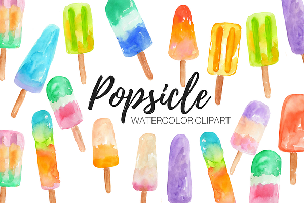 Watercolor Popsicle Clipart