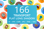 166 Transport Flat Long Shadow Icons