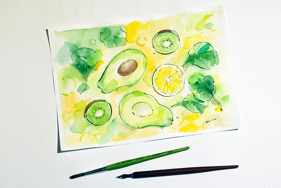 Green avocado in Illustrations - product preview 1