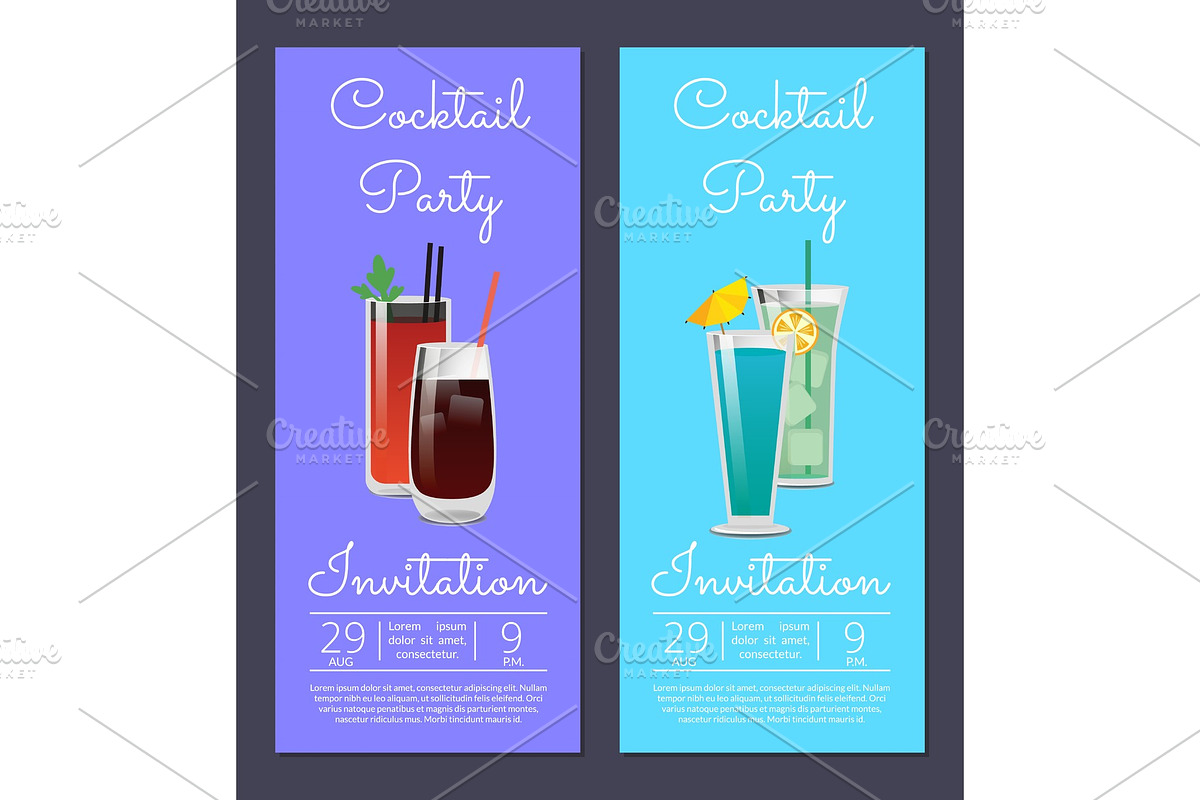 Cocktail Party Invitation Poster with Bloody Mary in Illustrations - product preview 8