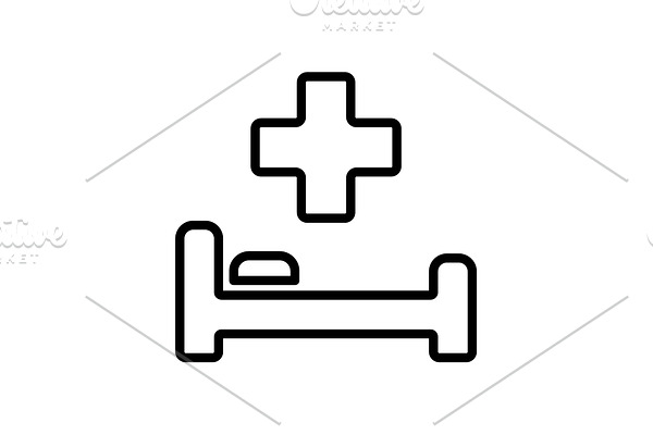 icon. Hospital bed and cross