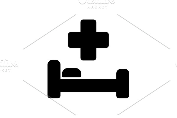 Web icon. Hospital bed and cross 