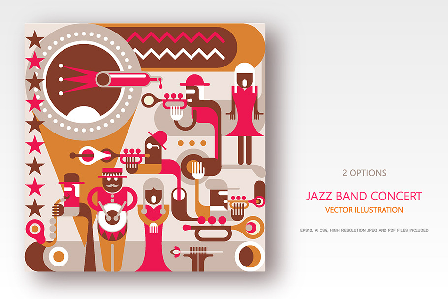 Jazz Band concert retro illustration