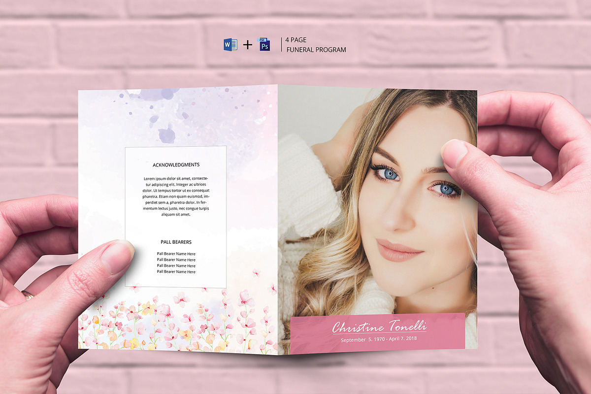 Funeral Program Template V05 in Brochure Templates - product preview 8